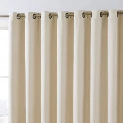 HLC.ME Dakota 100% Blackout Grommet Patio Door Panel - Beige Faux Linen Curtains