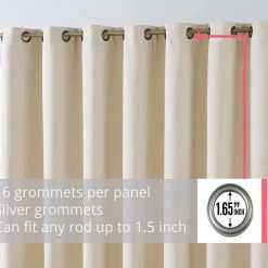 HLC.ME Dakota 100% Blackout Grommet Patio Door Panel - Beige Faux Linen Curtains