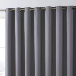 HLC.ME Faux Linen Curtains Dakota 100% Blackout Grommet Patio Door Panel - Grey