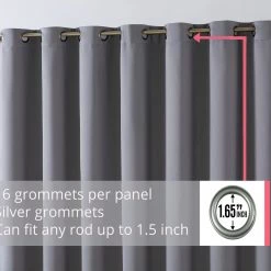 HLC.ME Faux Linen Curtains Dakota 100% Blackout Grommet Patio Door Panel - Grey