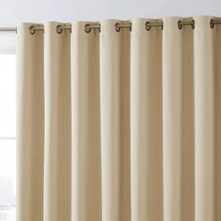 HLC.ME Dakota 100% Blackout Grommet Patio Door Panel - Taupe Faux Linen Curtains