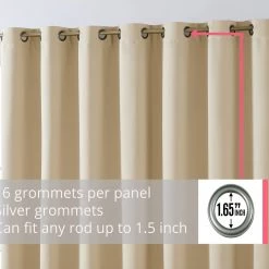 HLC.ME Dakota 100% Blackout Grommet Patio Door Panel - Taupe Faux Linen Curtains