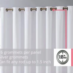 HLC.ME Faux Linen Curtains Dakota 100% Blackout Grommet Patio Door Panel - White