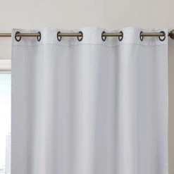 HLC.ME Blackout Curtains Damask Flocked 100% Blackout Grommet Curtain Panels - Ivory - Set Of 2