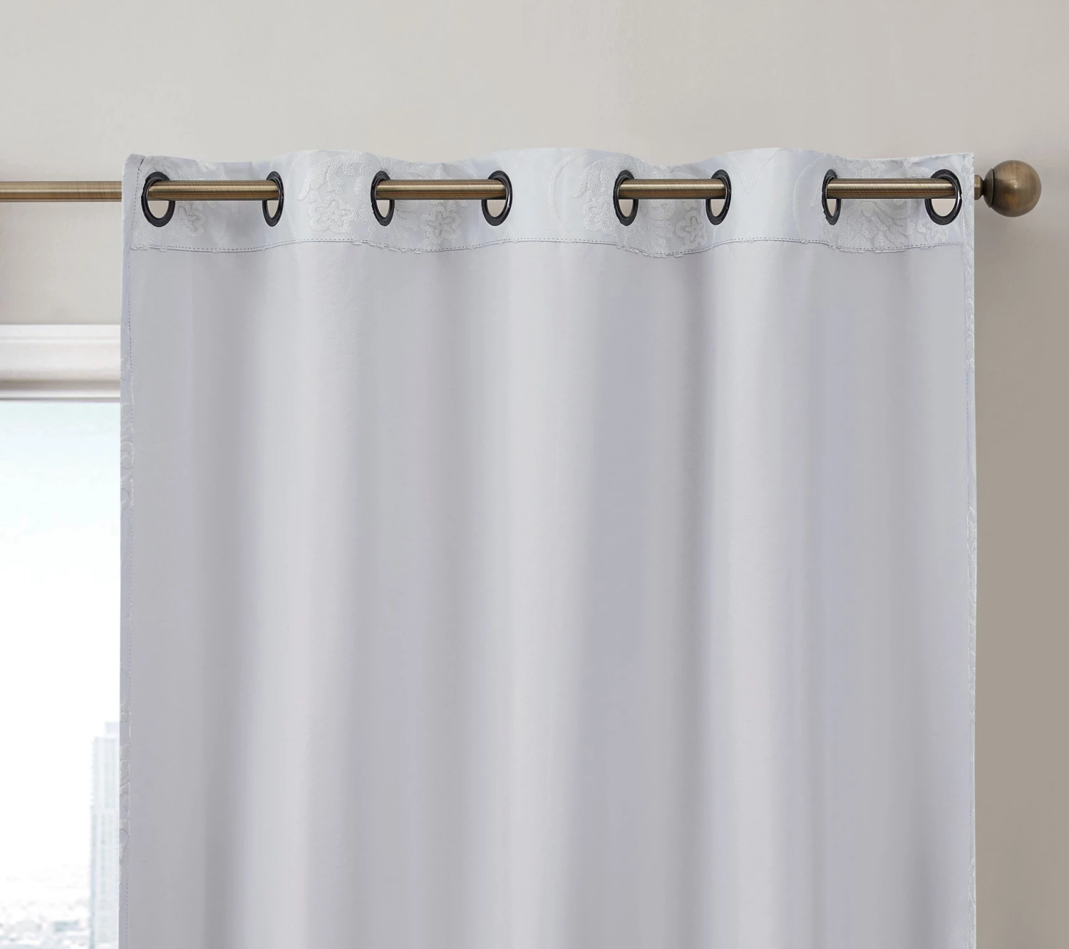 HLC.ME Damask Flocked 100% Blackout Grommet Patio Door Panel - Ivory 5 HLC.ME Damask Flocked 100% Blackout Grommet Patio Door Panel - Ivory