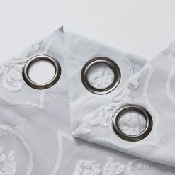 HLC.ME Blackout Curtains Damask Flocked 100% Blackout Grommet Curtain Panels - Ivory - Set Of 2