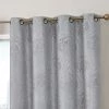 HLC.ME Damask Flocked 100% Blackout Grommet Curtain Panels - Grey - Set Of 2 2 HLC.ME Damask Flocked 100% Blackout Grommet Curtain Panels - Grey - Set Of 2
