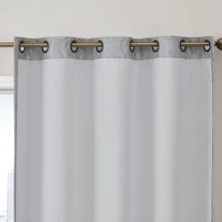 HLC.ME Damask Flocked 100% Blackout Grommet Patio Door Panel - Grey