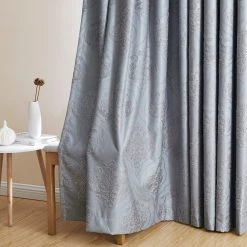 HLC.ME Damask Flocked 100% Blackout Grommet Patio Door Panel - Grey