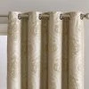 HLC.ME Damask Flocked 100% Blackout Grommet Curtain Panels - Taupe - Set Of 2