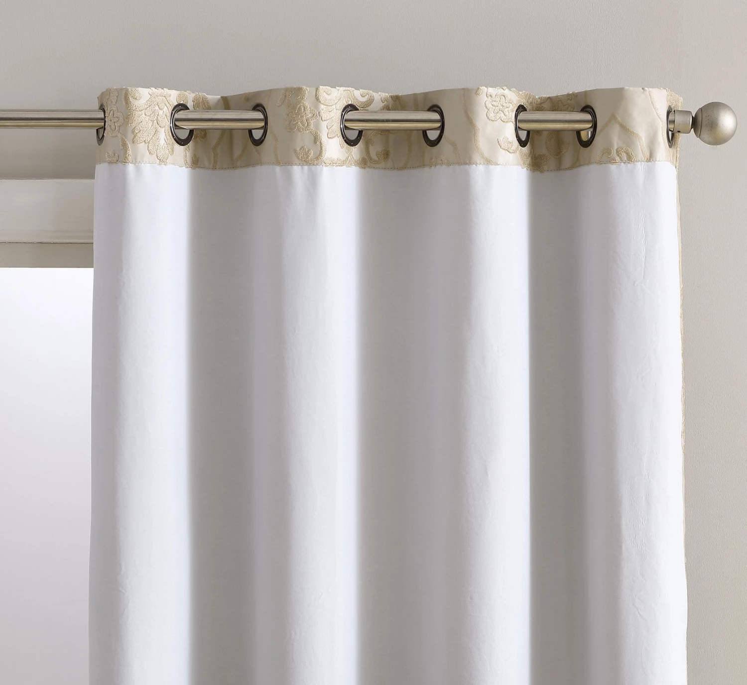 HLC.ME Damask Flocked 100% Blackout Grommet Curtain Panels - Taupe - Set Of 2 5 HLC.ME Damask Flocked 100% Blackout Grommet Curtain Panels - Taupe - Set Of 2