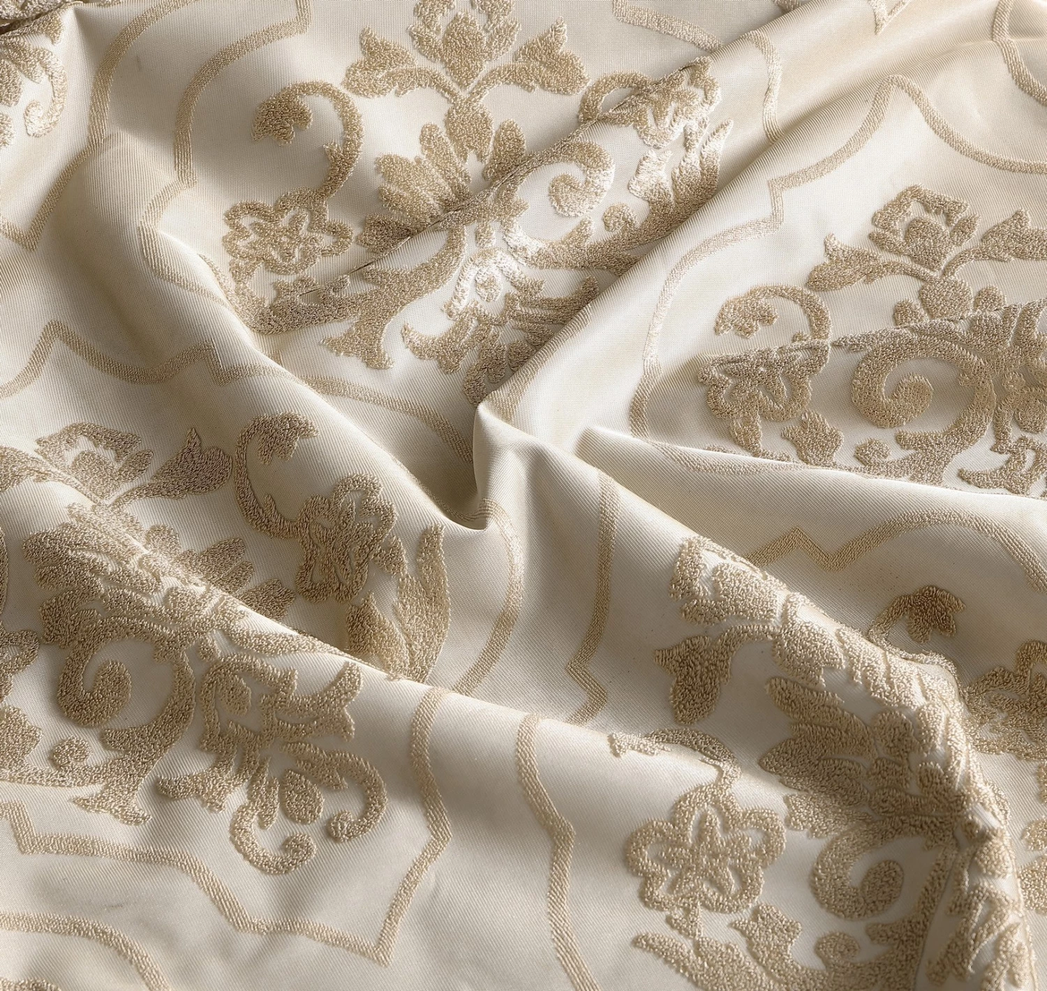 HLC.ME Damask Flocked 100% Blackout Grommet Curtain Panels - Taupe - Set Of 2 7 HLC.ME Damask Flocked 100% Blackout Grommet Curtain Panels - Taupe - Set Of 2