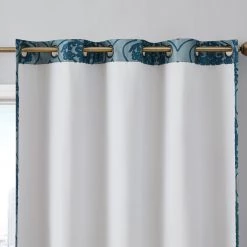 HLC.ME Damask Flocked 100% Blackout Grommet Patio Door Panel - Teal