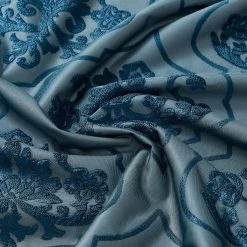 HLC.ME Damask Flocked 100% Blackout Grommet Patio Door Panel - Teal