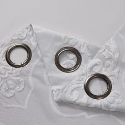 HLC.ME Damask Flocked 100% Blackout Grommet Patio Door Panel - White