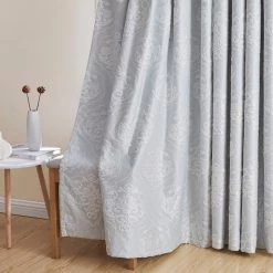 HLC.ME Damask Flocked 100% Blackout Grommet Patio Door Panel - White