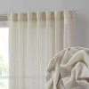 HLC.ME Emily Faux Linen Grommet Curtain Panels - Beige - Set Of 2 Faux Linen Curtains