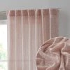HLC.ME Faux Linen Curtains Emily Faux Linen Grommet Curtain Panels - Blush Pink - Set Of 2
