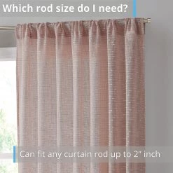 HLC.ME Faux Linen Curtains Emily Faux Linen Grommet Curtain Panels - Blush Pink - Set Of 2