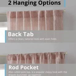 HLC.ME Faux Linen Curtains Emily Faux Linen Grommet Curtain Panels - Blush Pink - Set Of 2