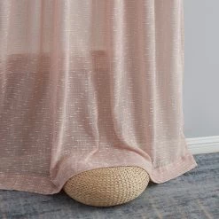 HLC.ME Faux Linen Curtains Emily Faux Linen Grommet Curtain Panels - Blush Pink - Set Of 2