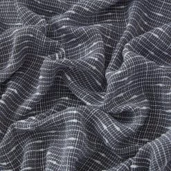 HLC.ME Faux Linen Curtains Emily Faux Linen Grommet Curtain Panels - Charcoal Grey - Set Of 2