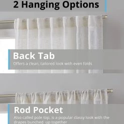 HLC.ME Emily Faux Linen Grommet Curtain Panels - Ivory - Set Of 2 Faux Linen Curtains