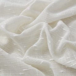 HLC.ME Emily Faux Linen Grommet Curtain Panels - Ivory - Set Of 2 Faux Linen Curtains