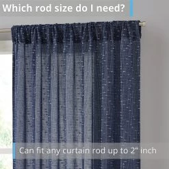 HLC.ME Faux Linen Curtains Emily Faux Linen Grommet Curtain Panels - Navy Blue - Set Of 2 12 HLC.ME Faux Linen Curtains Emily Faux Linen Grommet Curtain Panels - Navy Blue - Set Of 2