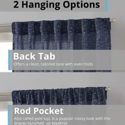 HLC.ME Faux Linen Curtains Emily Faux Linen Grommet Curtain Panels - Navy Blue - Set Of 2 13 HLC.ME Faux Linen Curtains Emily Faux Linen Grommet Curtain Panels - Navy Blue - Set Of 2