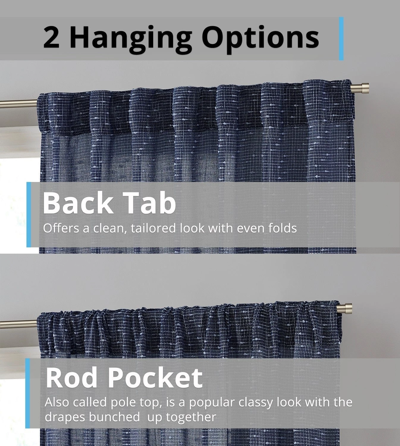 HLC.ME Faux Linen Curtains Emily Faux Linen Grommet Curtain Panels - Navy Blue - Set Of 2 6 HLC.ME Faux Linen Curtains Emily Faux Linen Grommet Curtain Panels - Navy Blue - Set Of 2