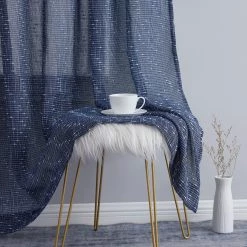 HLC.ME Faux Linen Curtains Emily Faux Linen Grommet Curtain Panels - Navy Blue - Set Of 2 15 HLC.ME Faux Linen Curtains Emily Faux Linen Grommet Curtain Panels - Navy Blue - Set Of 2