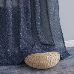 HLC.ME Faux Linen Curtains Emily Faux Linen Grommet Curtain Panels - Navy Blue - Set Of 2 16 HLC.ME Faux Linen Curtains Emily Faux Linen Grommet Curtain Panels - Navy Blue - Set Of 2