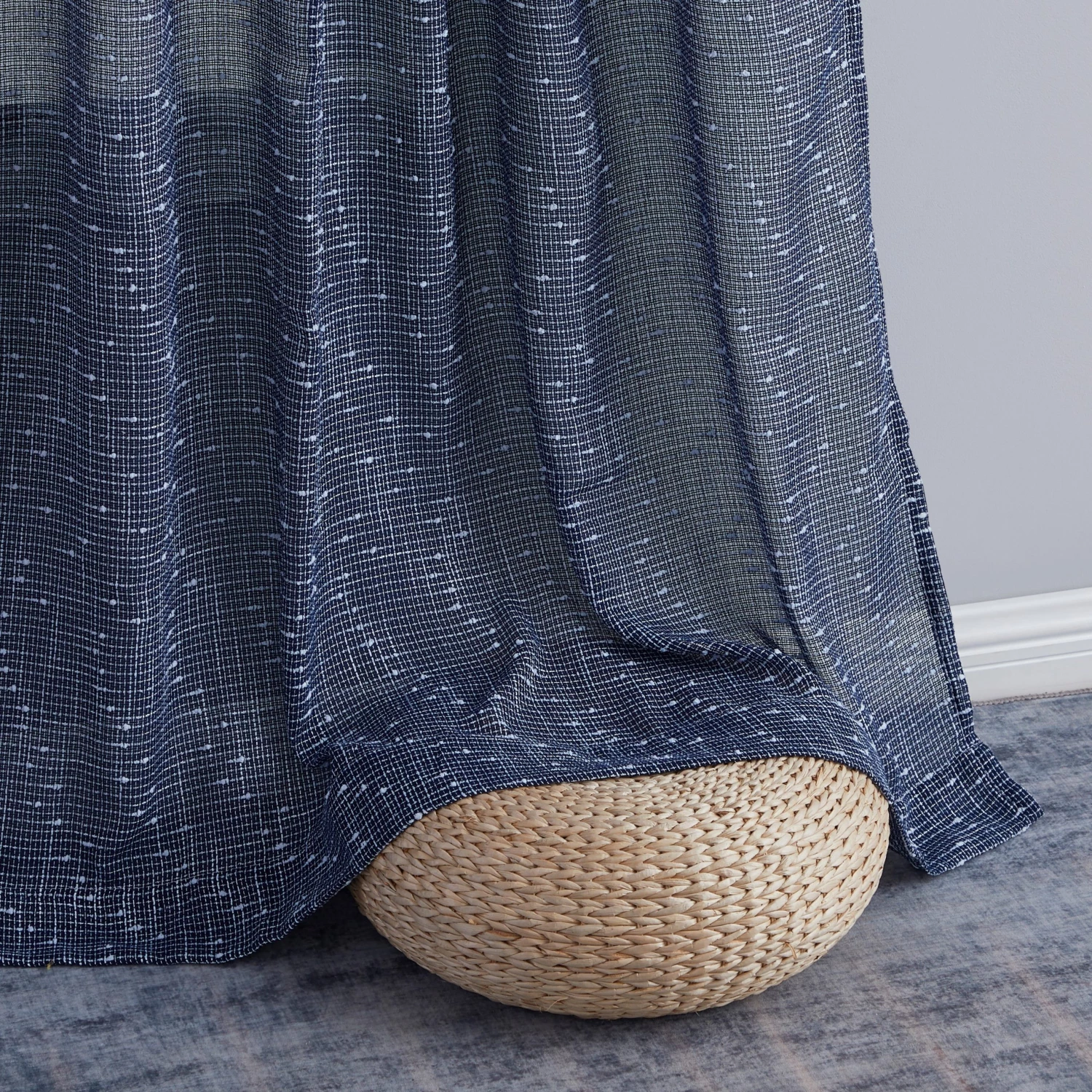 HLC.ME Faux Linen Curtains Emily Faux Linen Grommet Curtain Panels - Navy Blue - Set Of 2 9 HLC.ME Faux Linen Curtains Emily Faux Linen Grommet Curtain Panels - Navy Blue - Set Of 2