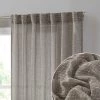 HLC.ME Emily Faux Linen Grommet Curtain Panels - Taupe - Set Of 2 Faux Linen Curtains