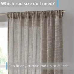 HLC.ME Emily Faux Linen Grommet Curtain Panels - Taupe - Set Of 2 Faux Linen Curtains