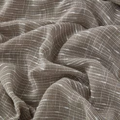 HLC.ME Emily Faux Linen Grommet Curtain Panels - Taupe - Set Of 2 Faux Linen Curtains