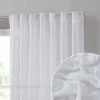 HLC.ME Emily Faux Linen Grommet Curtain Panels - White - Set Of 2