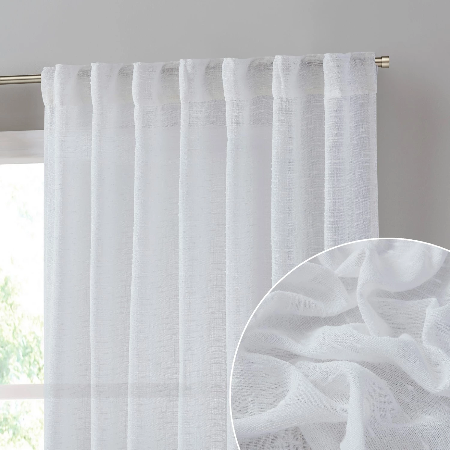 HLC.ME Emily Faux Linen Grommet Curtain Panels - White - Set Of 2 3 HLC.ME Emily Faux Linen Grommet Curtain Panels - White - Set Of 2