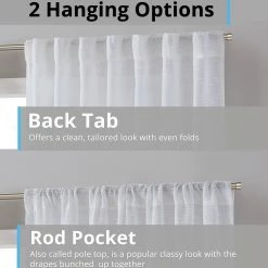 HLC.ME Emily Faux Linen Grommet Curtain Panels - White - Set Of 2 12 HLC.ME Emily Faux Linen Grommet Curtain Panels - White - Set Of 2