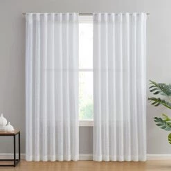 HLC.ME Emily Faux Linen Grommet Curtain Panels - White - Set Of 2 10 HLC.ME Emily Faux Linen Grommet Curtain Panels - White - Set Of 2