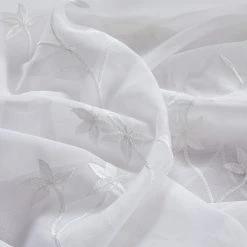 HLC.ME Emma Floral Sheer Grommet Curtain Panels - White - Set Of 2 Sheer Curtains