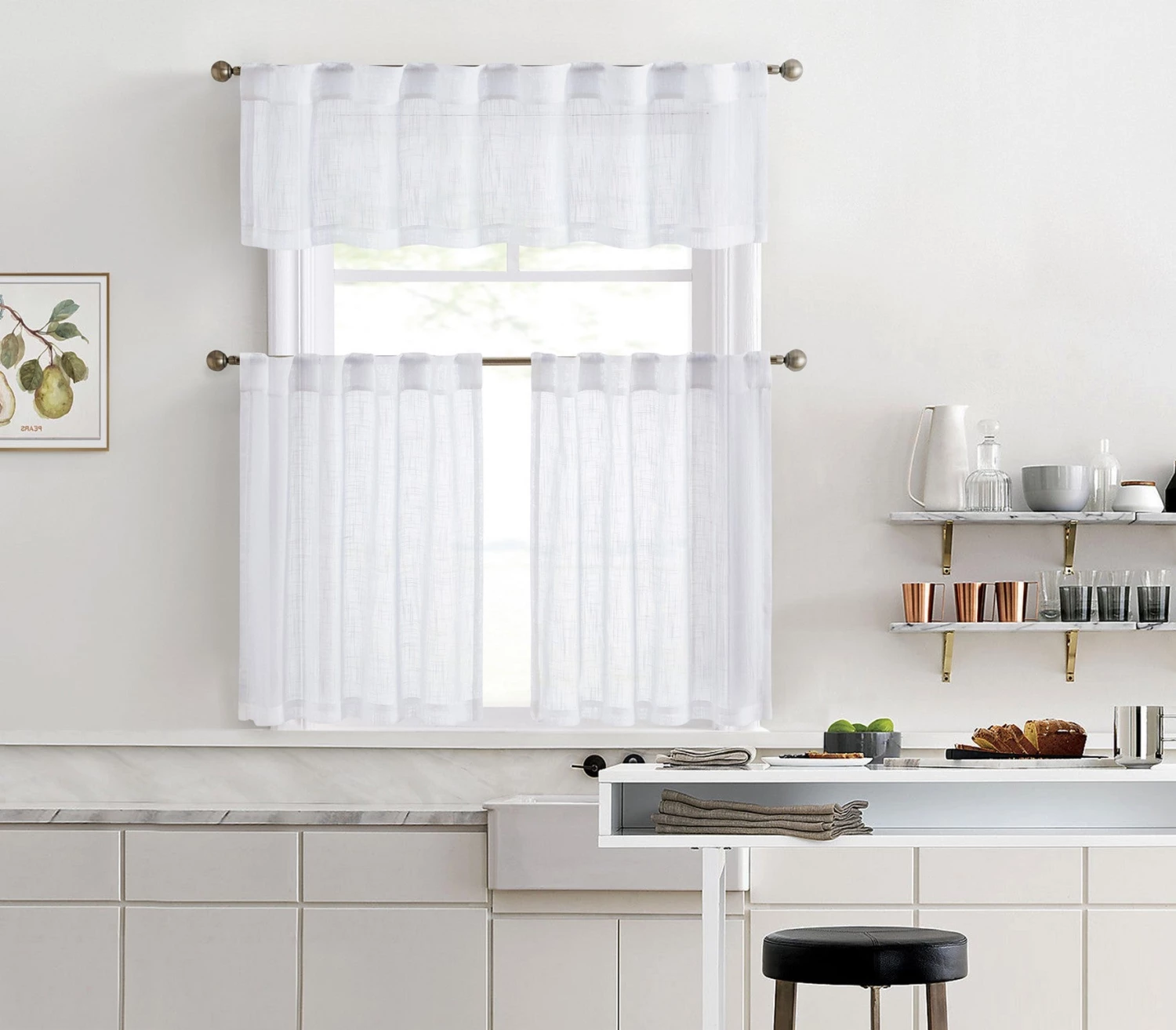 HLC.ME Faux Linen Curtains Brenda Faux Linen Sheer Rod Pocket / Back Tab Tiers 5 HLC.ME Faux Linen Curtains Brenda Faux Linen Sheer Rod Pocket / Back Tab Tiers