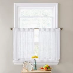 HLC.ME Faux Linen Curtains Brenda Faux Linen Sheer Rod Pocket / Back Tab Tiers