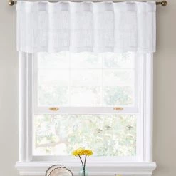 HLC.ME Faux Linen Curtains Brenda Faux Linen Sheer Rod Pocket / Back Tab Valance