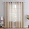 HLC.ME Abbey Faux Linen Grommet Curtain Panels - Beige - Set Of 2