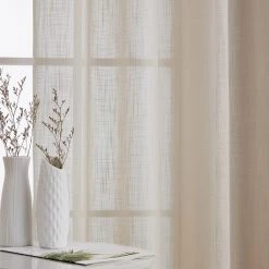 HLC.ME Faux Linen Curtains Abbey Faux Linen Grommet Curtain Valance - Beige 8 HLC.ME Faux Linen Curtains Abbey Faux Linen Grommet Curtain Valance - Beige
