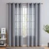 HLC.ME Abbey Faux Linen Grommet Curtain Panels - Grey - Set Of 2