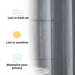 HLC.ME Abbey Faux Linen Grommet Curtain Valance - Grey 8 HLC.ME Abbey Faux Linen Grommet Curtain Valance - Grey