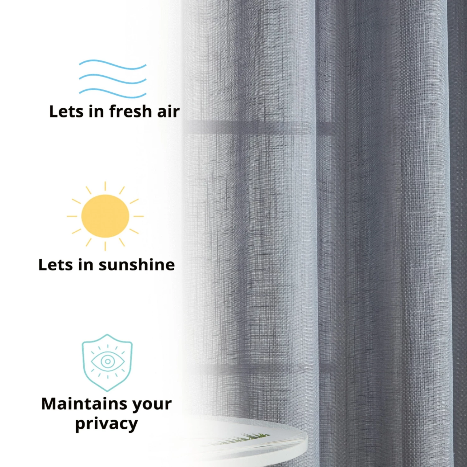 HLC.ME Abbey Faux Linen Grommet Curtain Valance - Grey 5 HLC.ME Abbey Faux Linen Grommet Curtain Valance - Grey